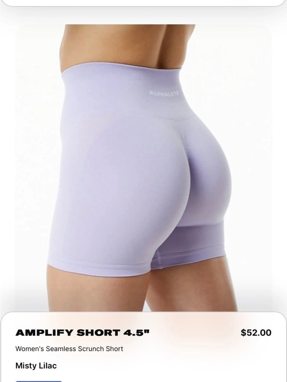 Alphalete Amplify Seamless Scrunch Shorts — Misty Lilac